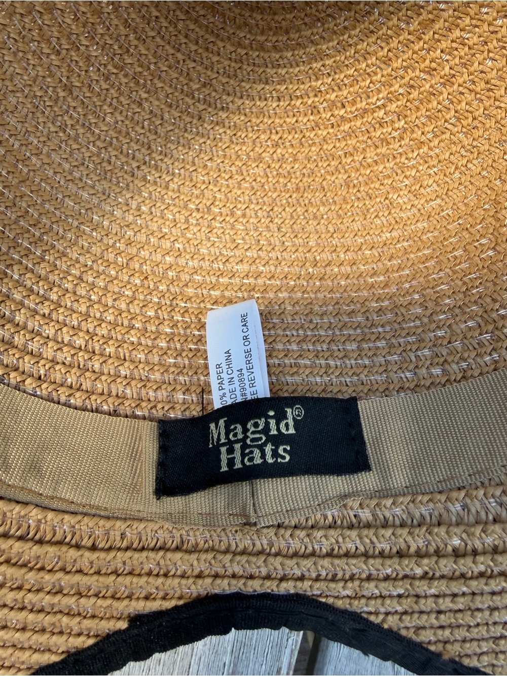 Magid Straw Garden Ribbon Hat Tan with Black Ribbon - Picture 5 of 7